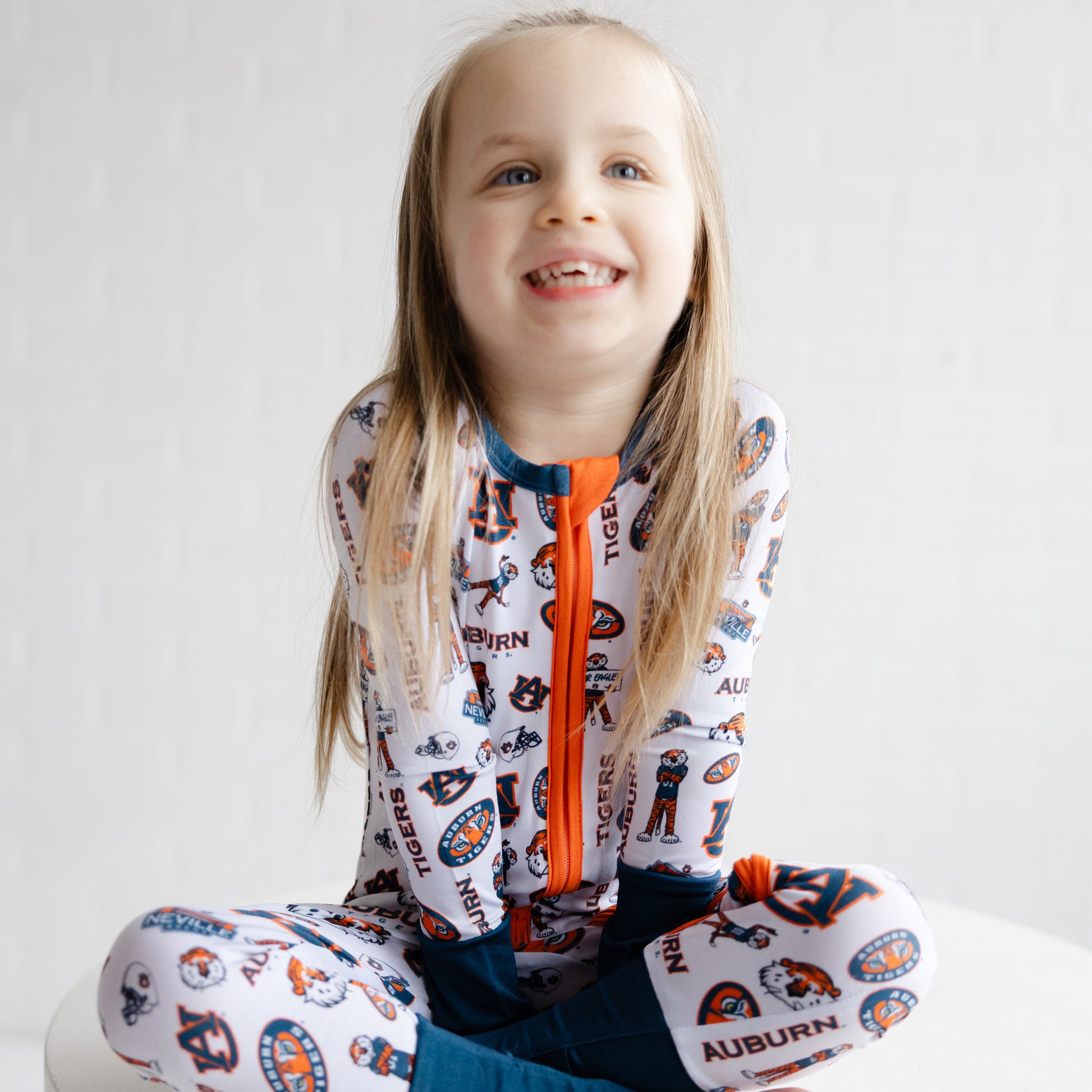 Auburn Tigers orange and blue zippy sleeper for little fans of Auburn University