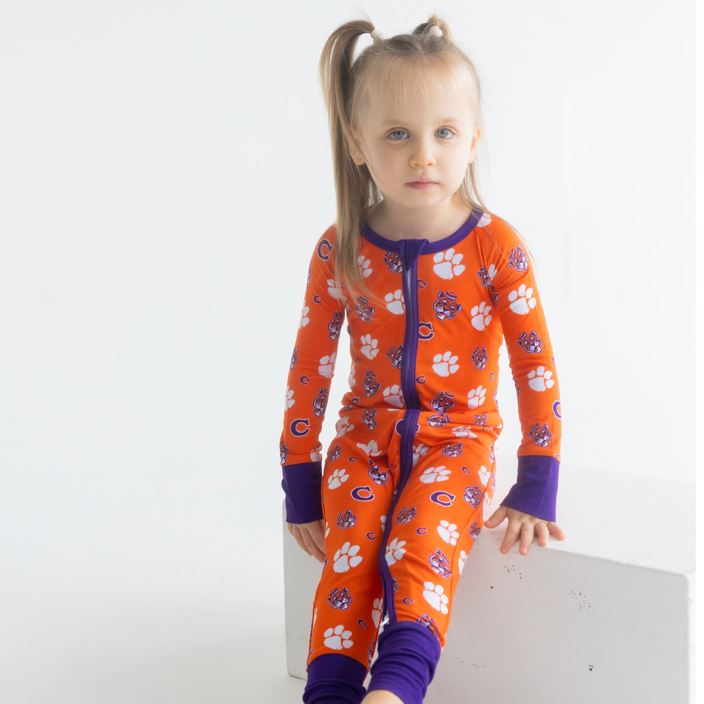Clemson Tigers baby game day sleeper made from soft bamboo fabric