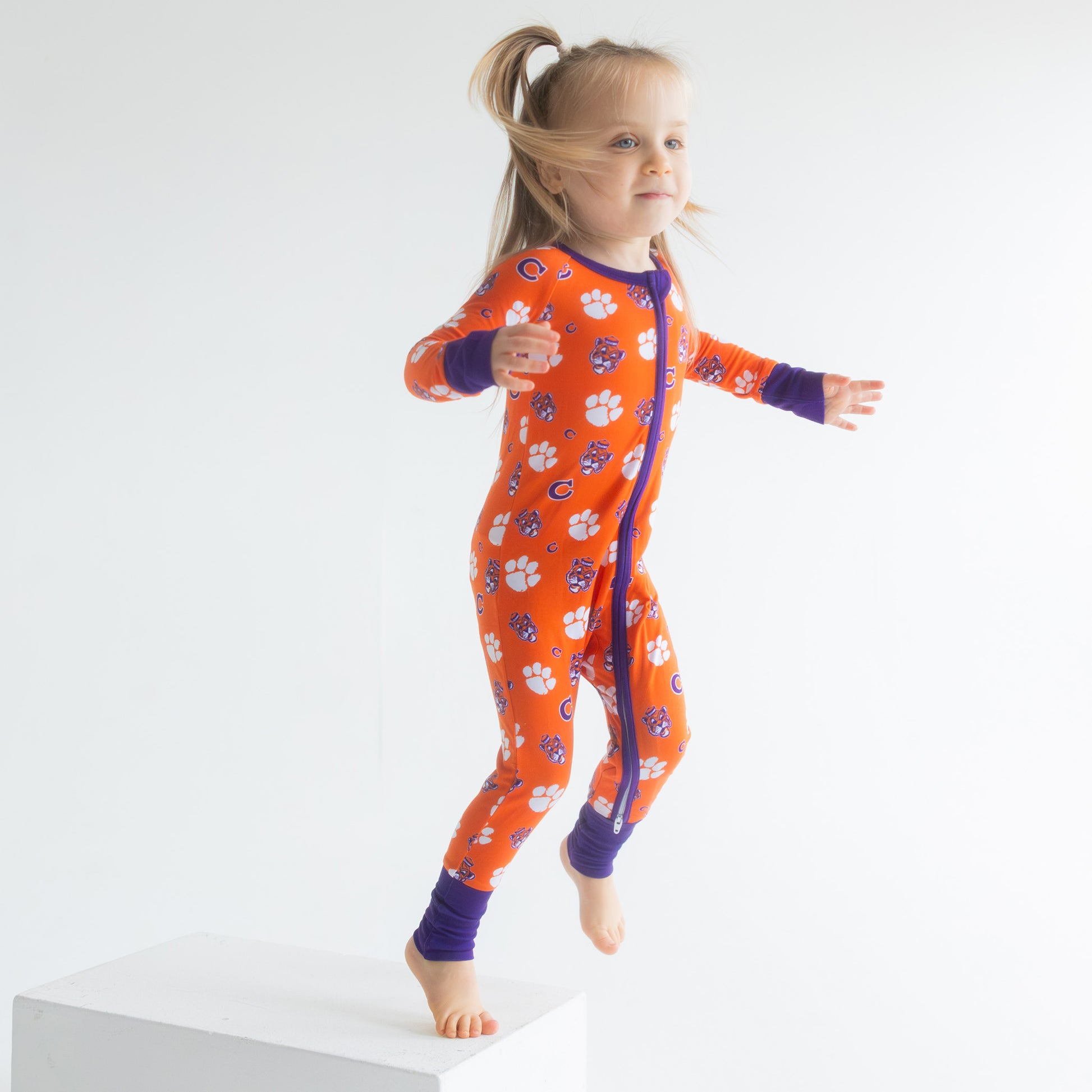 Clemson Tigers baby bamboo zippy one-piece sleeper with officially licensed team print