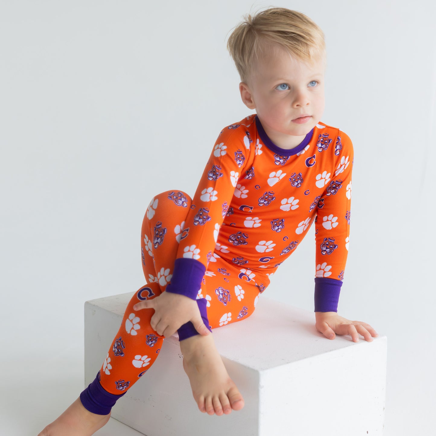 Officially licensed Clemson Tigers two-piece pajamas for toddlers and kids