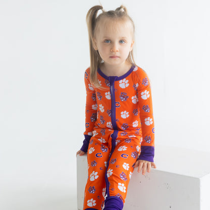 Clemson Tigers newborn bamboo sleeper with zipper for easy changes