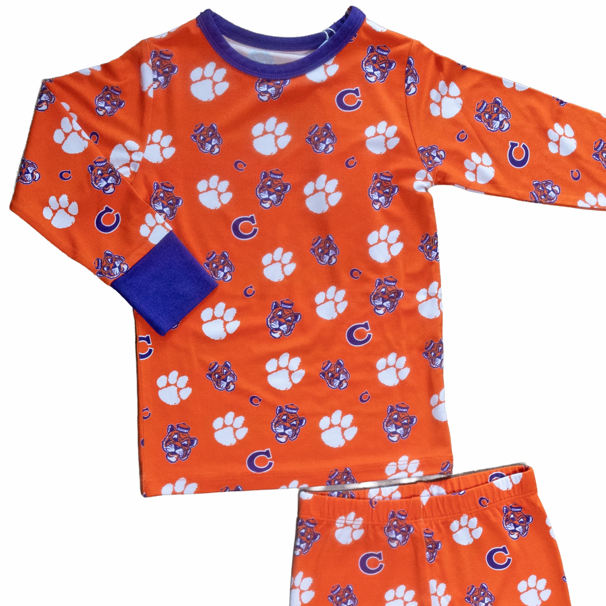 Clemson Tigers toddler and kids bamboo sleepwear with officially licensed collegiate print