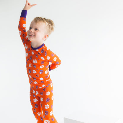 Clemson Tigers toddler bamboo pajamas with long sleeve top and matching pants