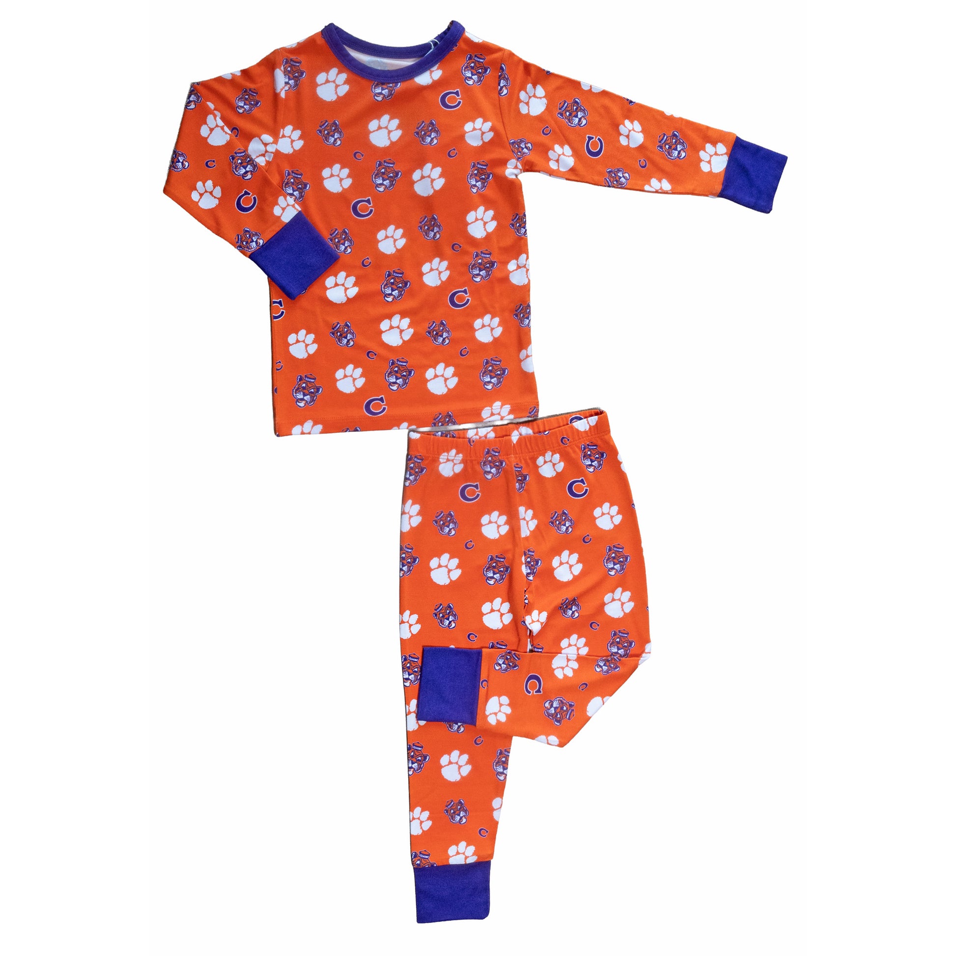 Clemson Tigers kids game day pajamas made from soft bamboo fabric