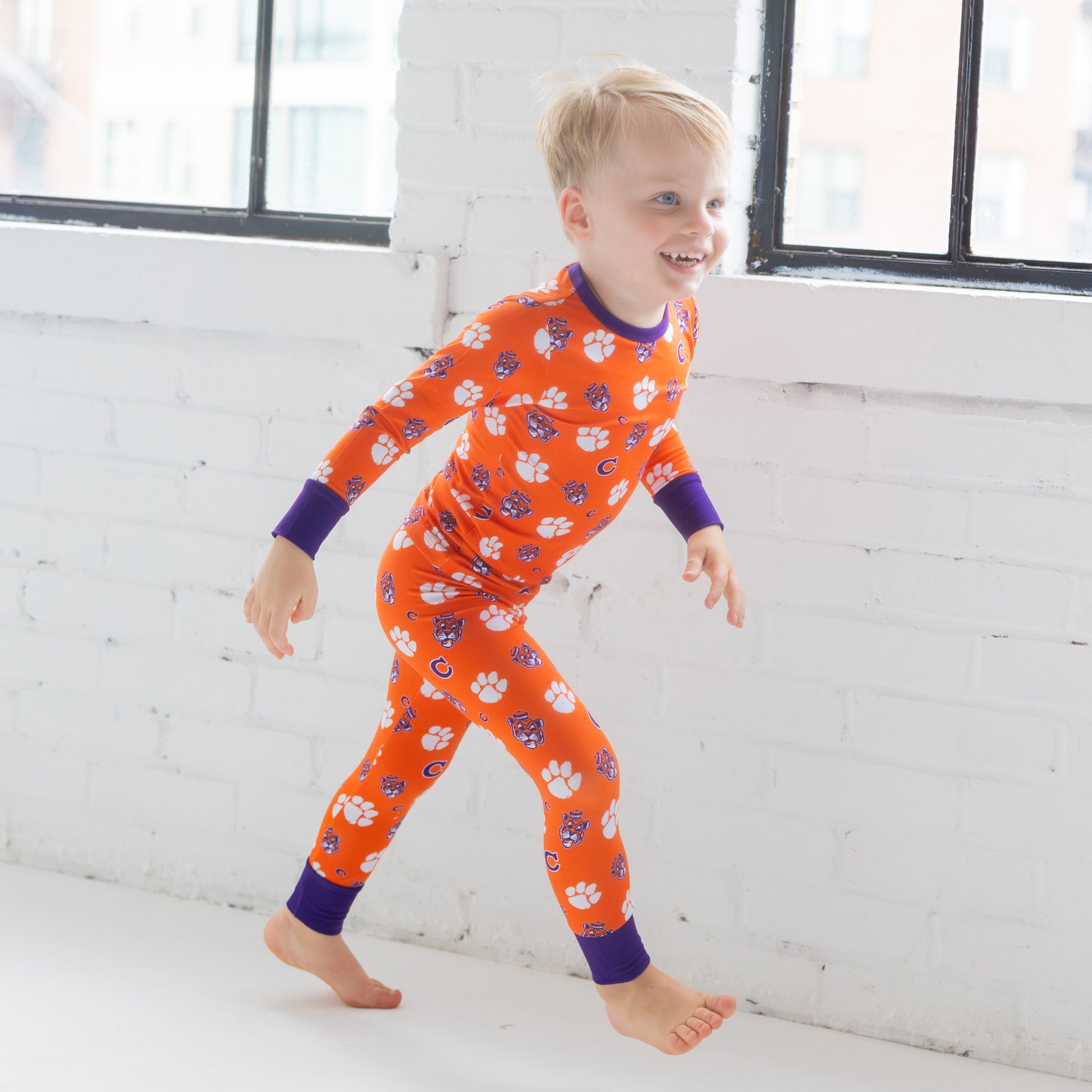 Clemson Tigers matching bamboo pajama set for young Tigers fans