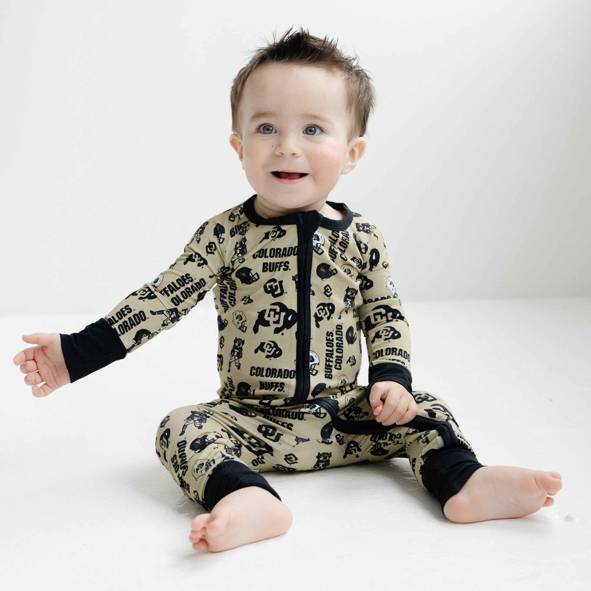 Colorado Buffaloes baby bamboo zippy one-piece sleeper with officially licensed team print