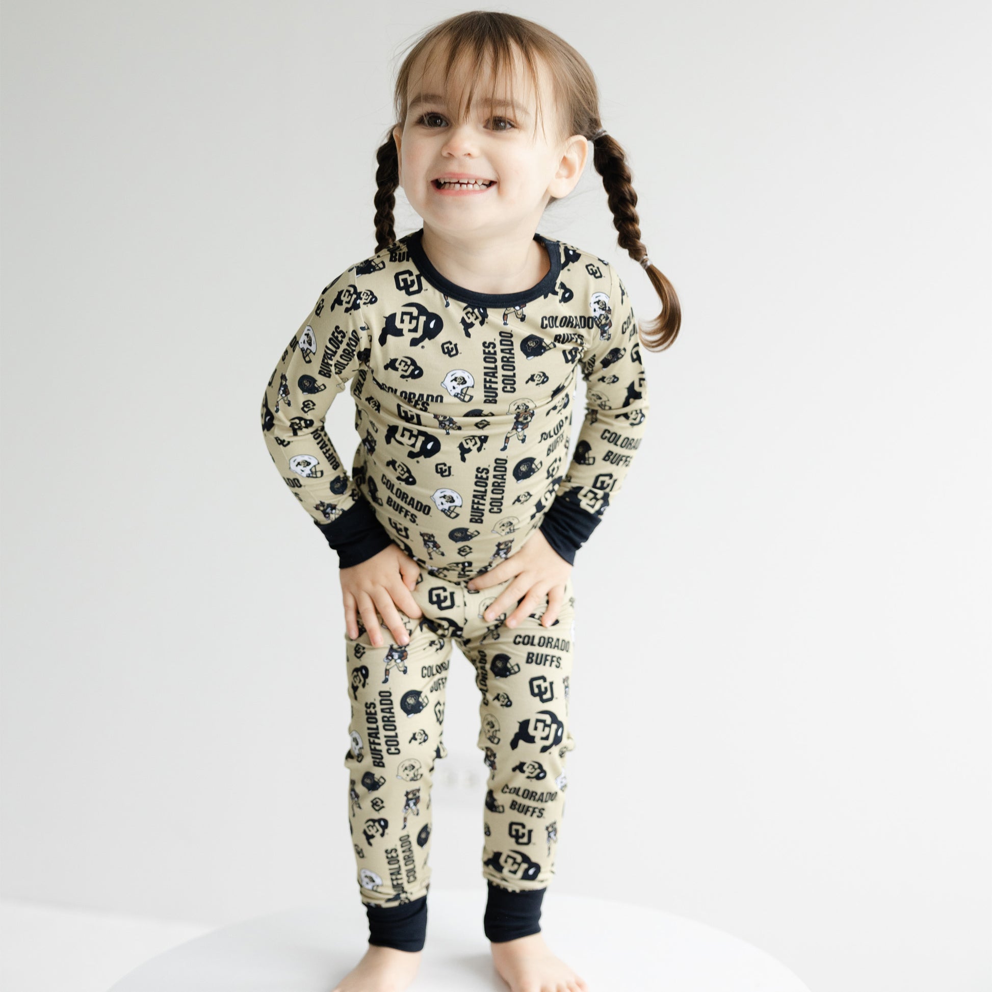 Colorado Buffaloes kids bamboo two-piece pajama set with officially licensed team print