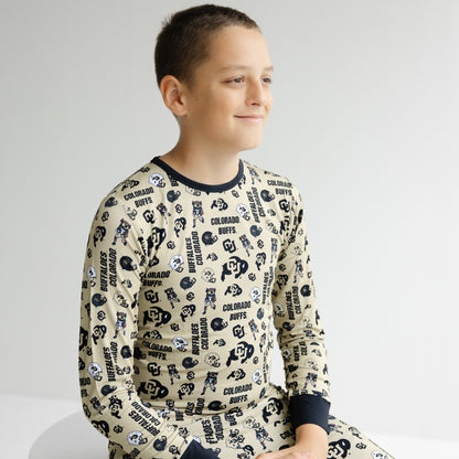 Officially licensed Colorado Buffaloes kids sleepwear with all-over Buffs branding