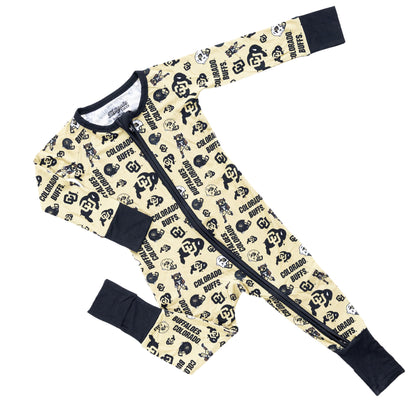 Officially licensed Colorado Buffaloes baby sleeper made from soft bamboo fabric
