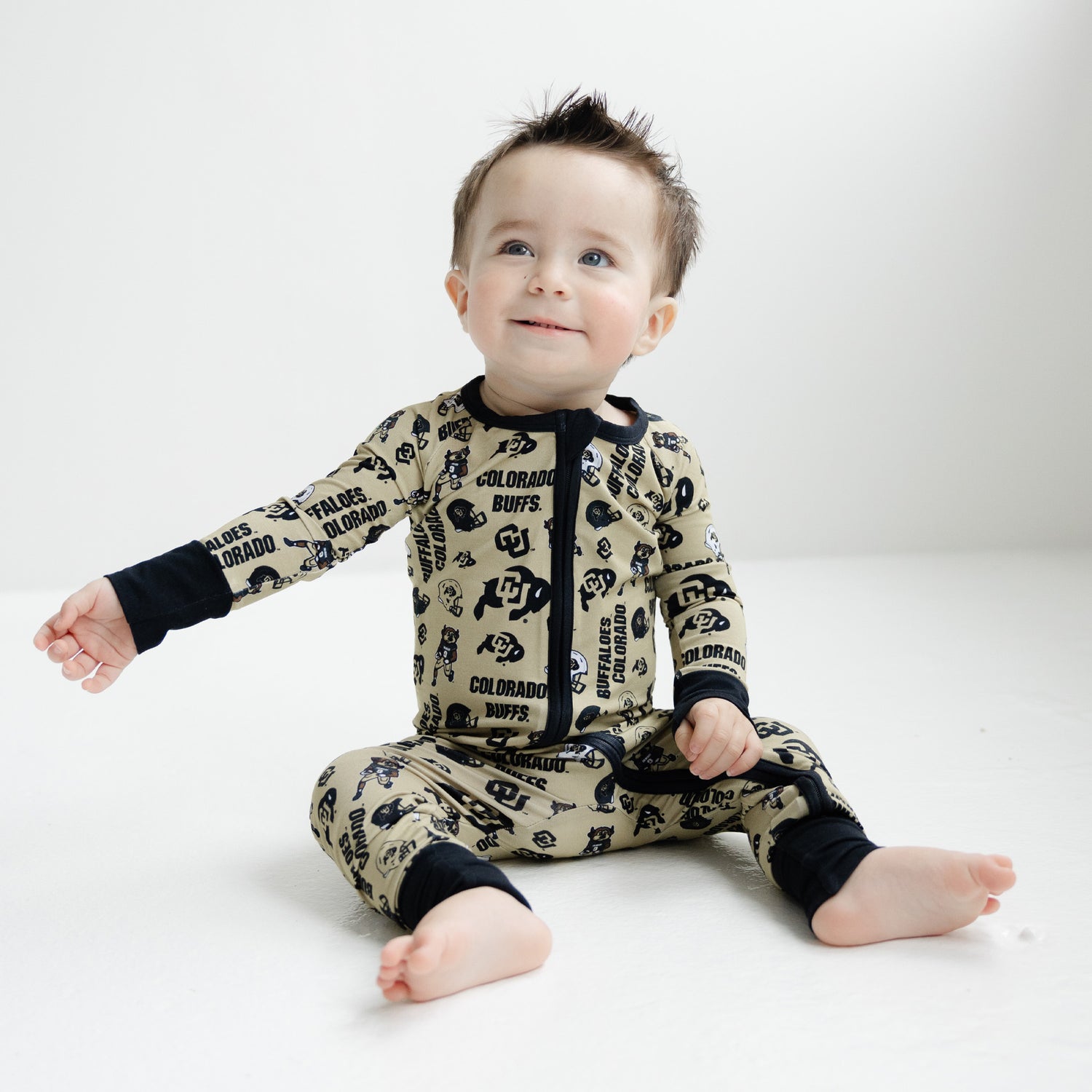 Colorado Buffaloes baby game day sleeper made from soft bamboo fabric for little Buffs fans