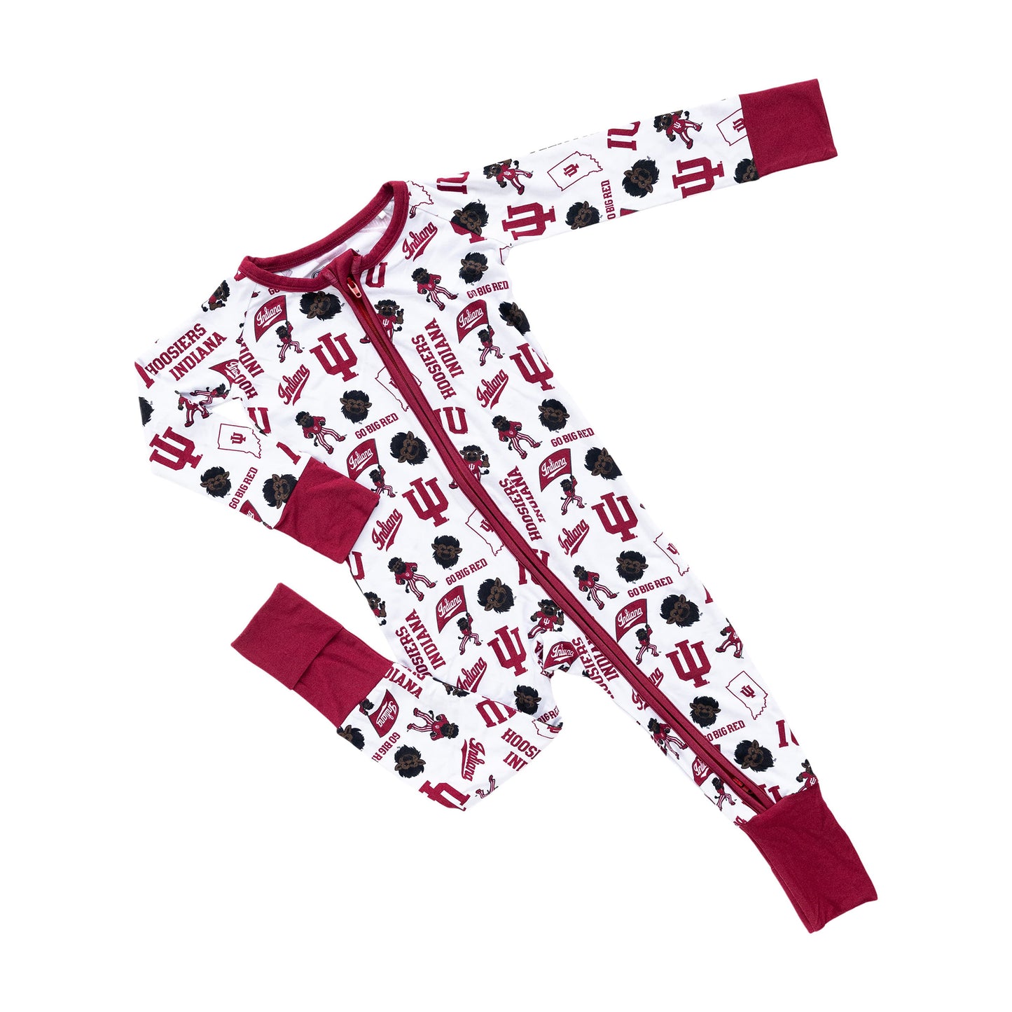 Officially licensed Indiana Hoosiers baby sleeper made from soft bamboo fabric