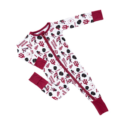 Officially licensed Indiana Hoosiers baby sleeper made from soft bamboo fabric