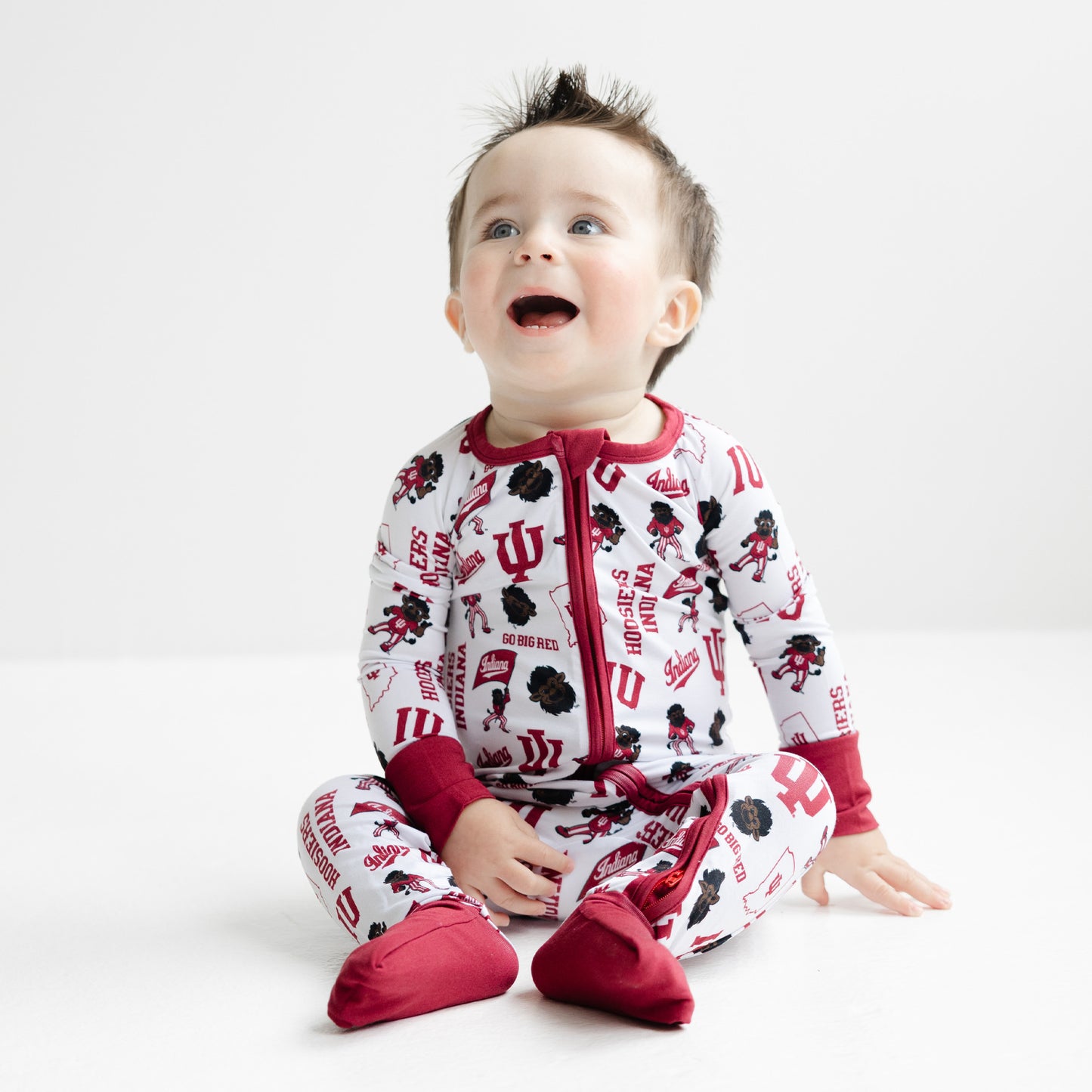 Indiana Hoosiers baby bamboo zippy one-piece sleeper with officially licensed team print