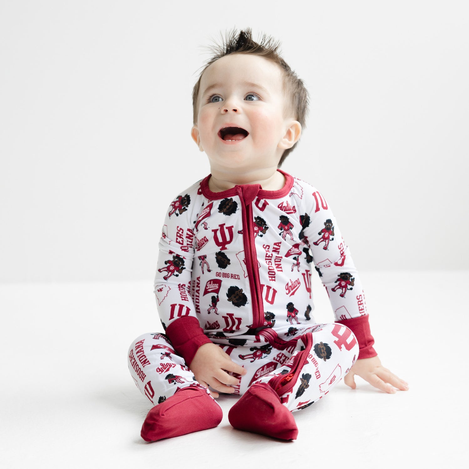 Indiana Hoosiers baby bamboo zippy one-piece sleeper with officially licensed team print