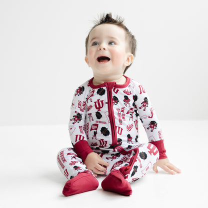 Indiana Hoosiers baby bamboo zippy one-piece sleeper with officially licensed team print