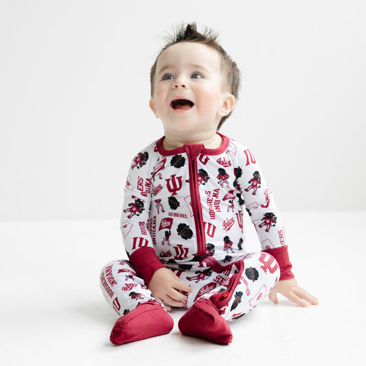 Indiana Hoosiers baby bamboo zippy one-piece sleeper with officially licensed team print