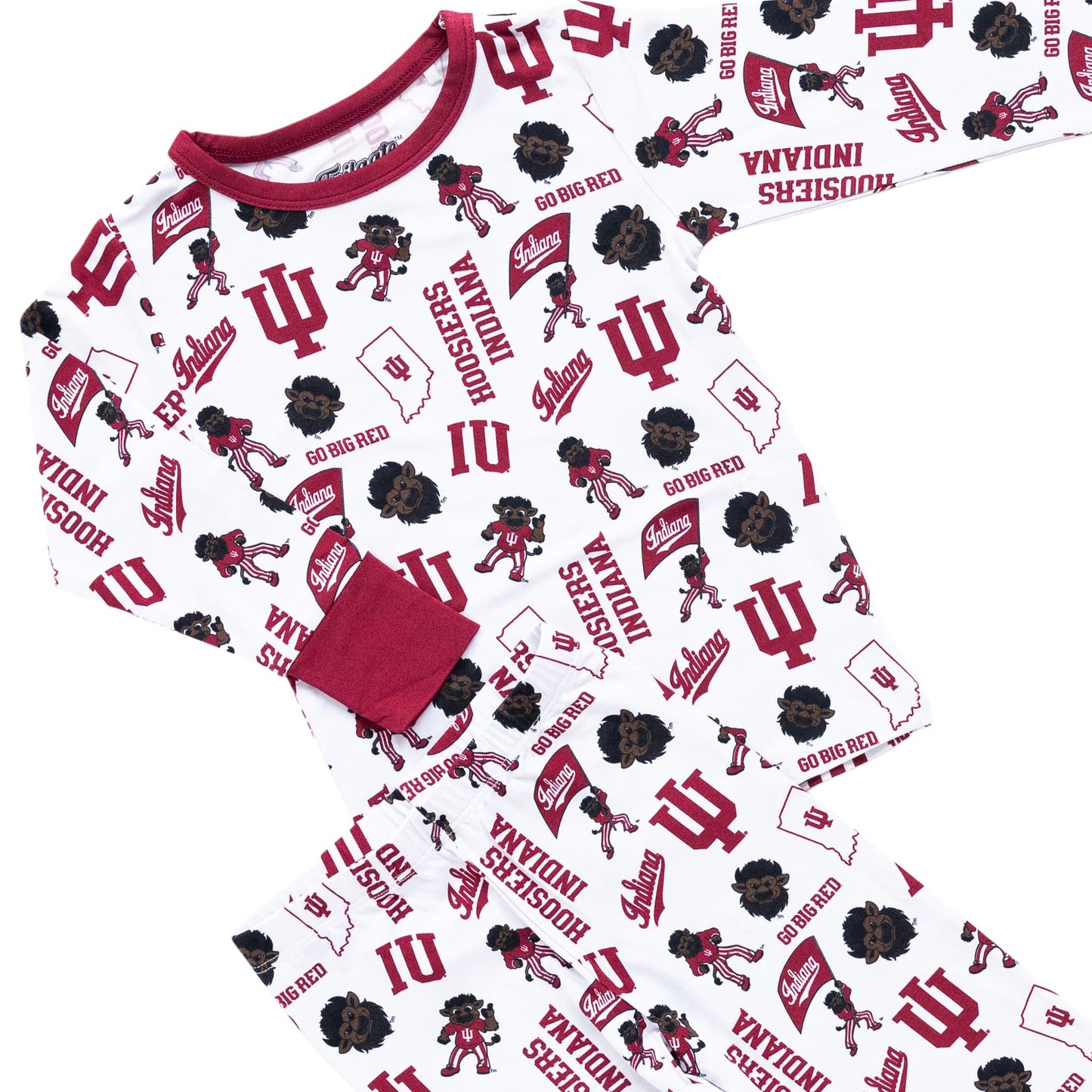 Indiana Hoosiers two-piece kids pajamas for bedtime, lounging, and cheering on Indiana with family.
