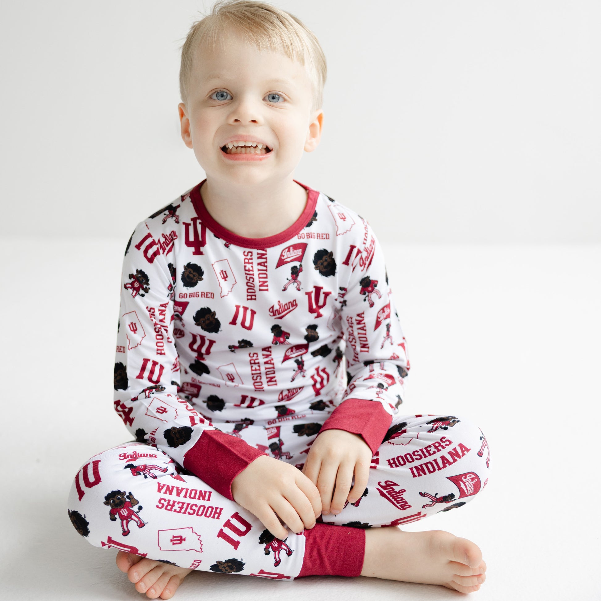 Indiana Hoosiers toddler bamboo pajamas with matching top and bottoms for cozy game day style.