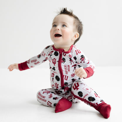 Indiana Hoosiers baby game day sleeper with crimson and cream team design