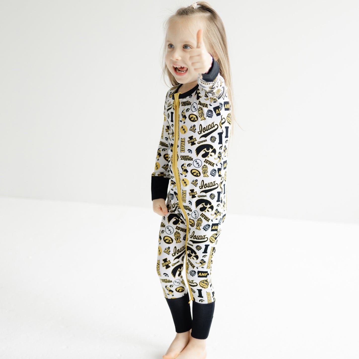 Soft bamboo Iowa Hawkeyes zippy one-piece for newborns and babies