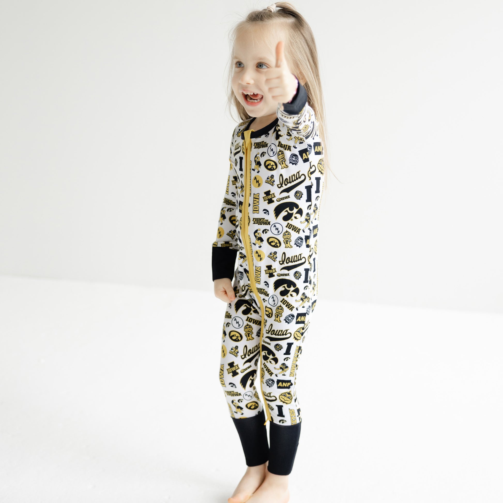 Soft bamboo Iowa Hawkeyes zippy one-piece for newborns and babies