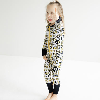 Soft bamboo Iowa Hawkeyes zippy one-piece for newborns and babies
