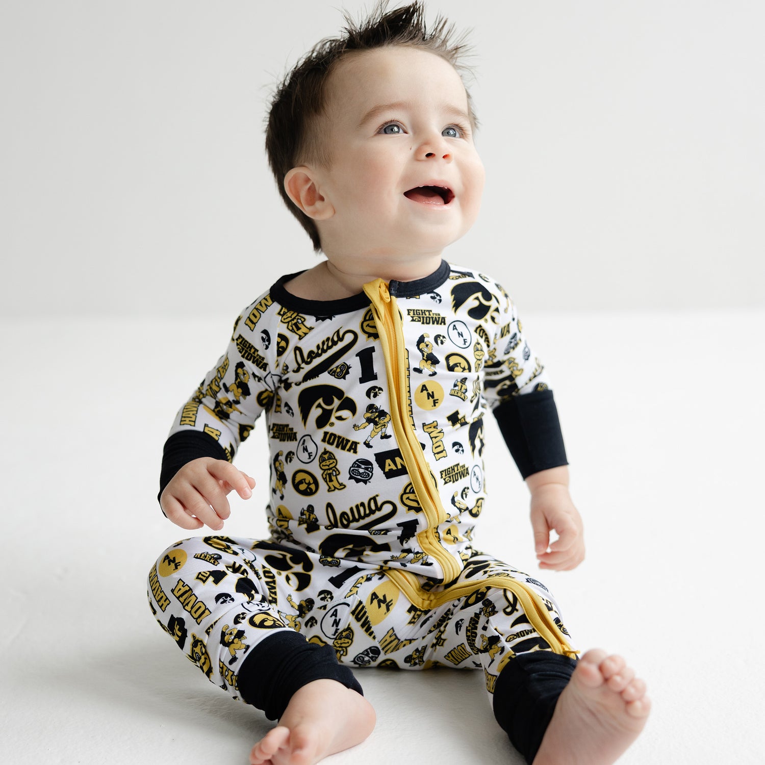 Iowa Hawkeyes baby bamboo sleeper with zipper for easy changes
