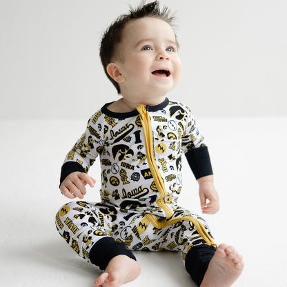 Iowa Hawkeyes baby bamboo sleeper with zipper for easy changes