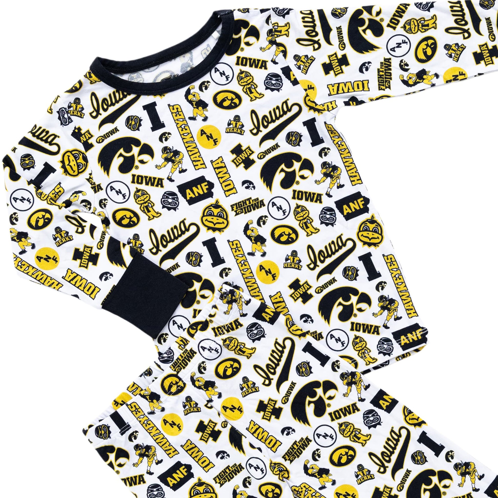 Iowa Hawkeyes toddler bamboo pajamas with long sleeve top and matching pants