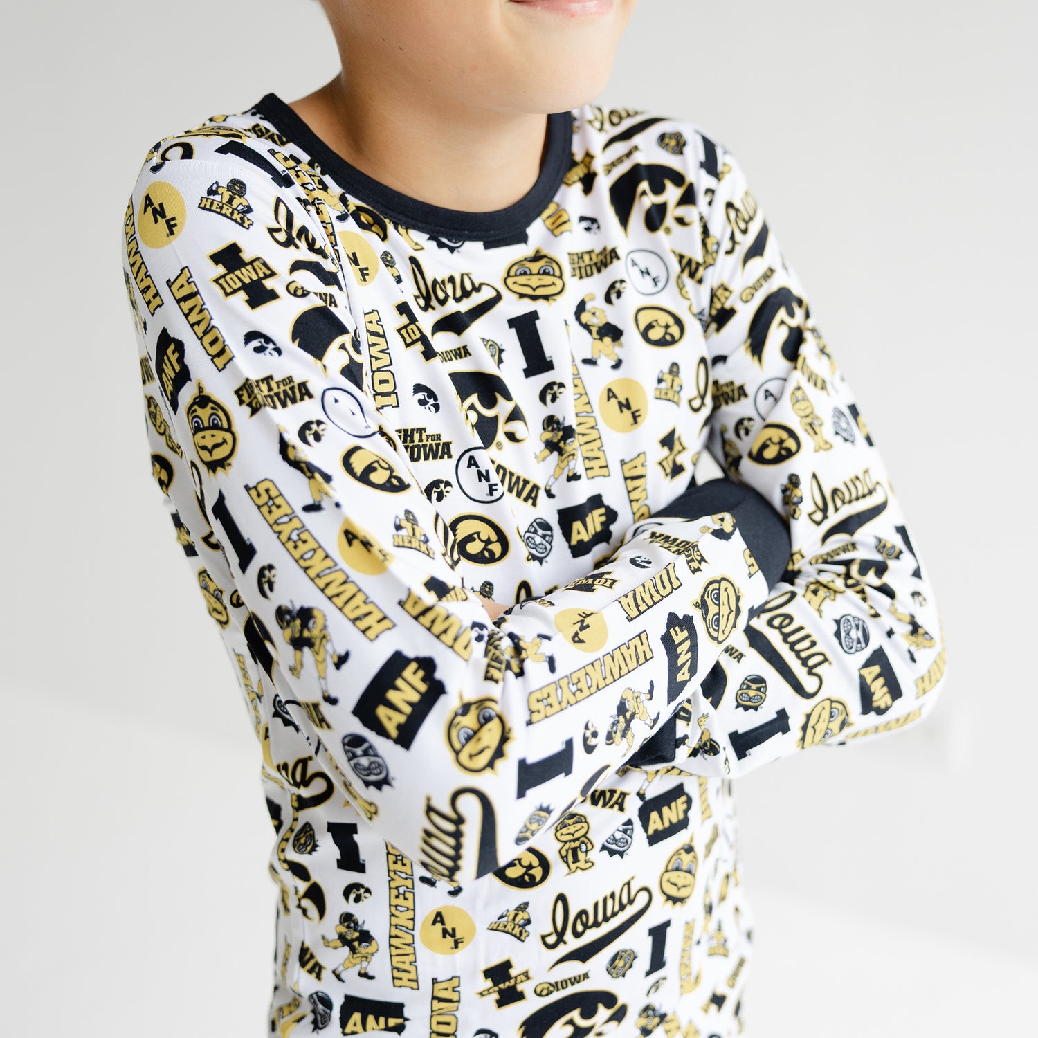 Iowa Hawkeyes children’s two-piece pajama set with long sleeve top and pants