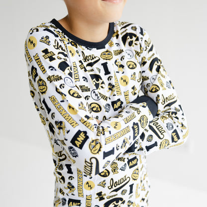 Iowa Hawkeyes children’s two-piece pajama set with long sleeve top and pants