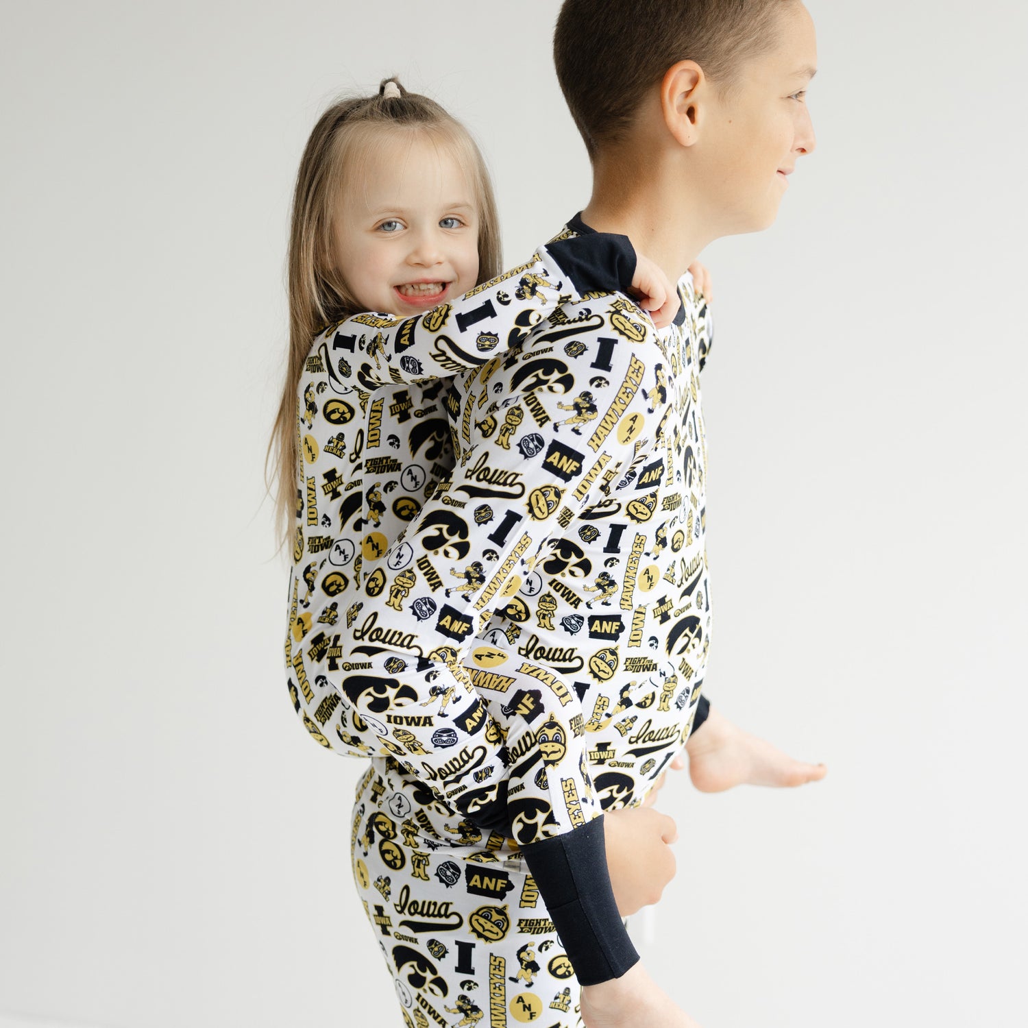 Iowa Hawkeyes toddler and kids bamboo sleepwear in white team print