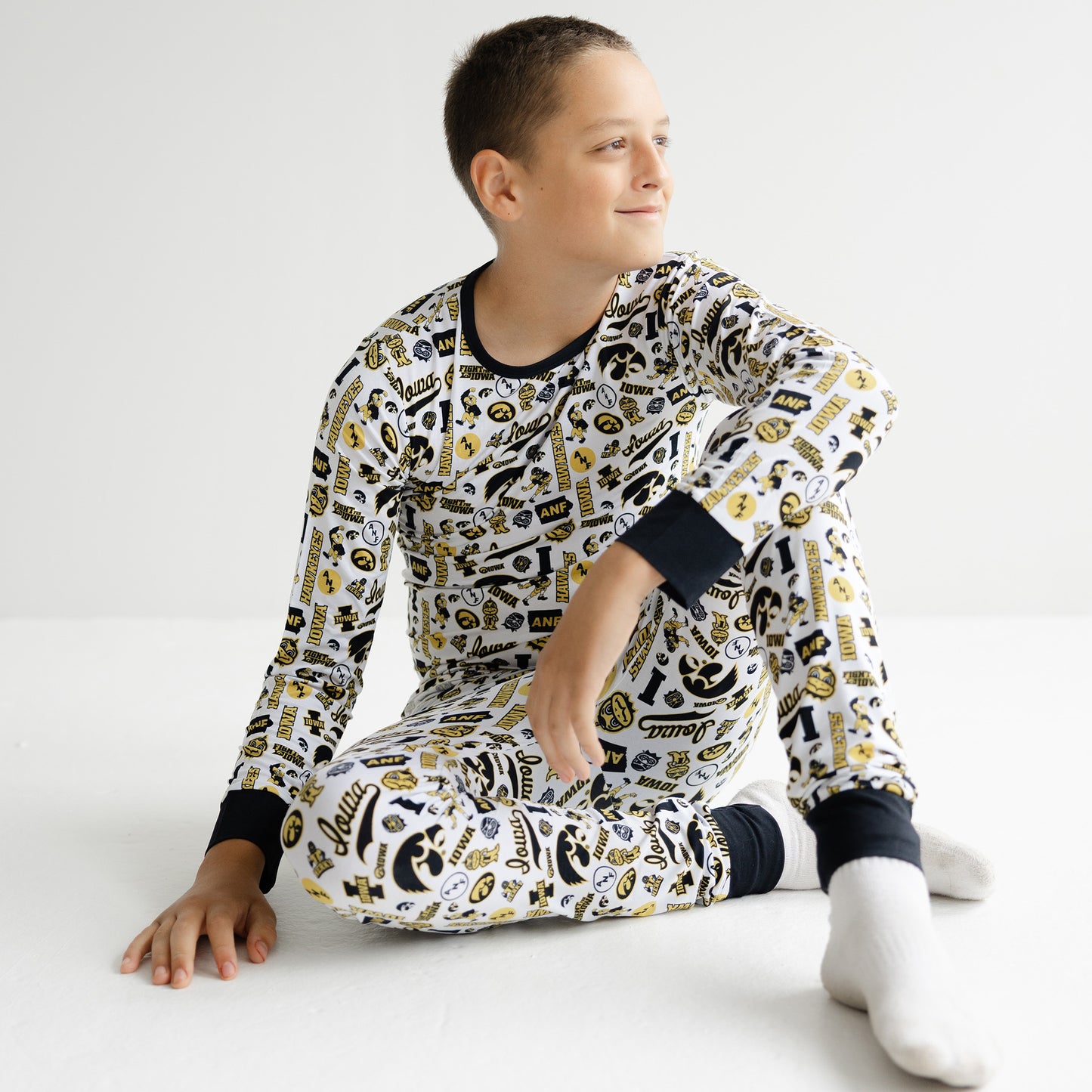 Iowa Hawkeyes matching bamboo pajama set for young Hawkeye fans