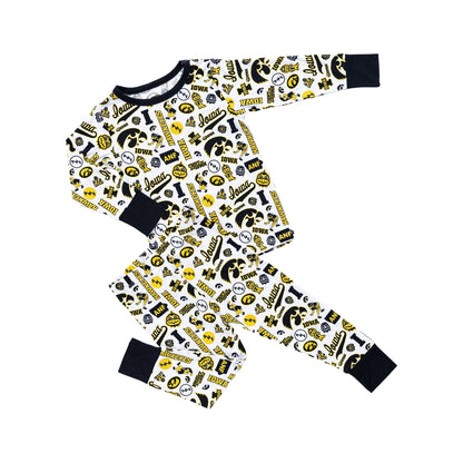 Officially licensed Iowa Hawkeyes two-piece pajamas for toddlers and kids