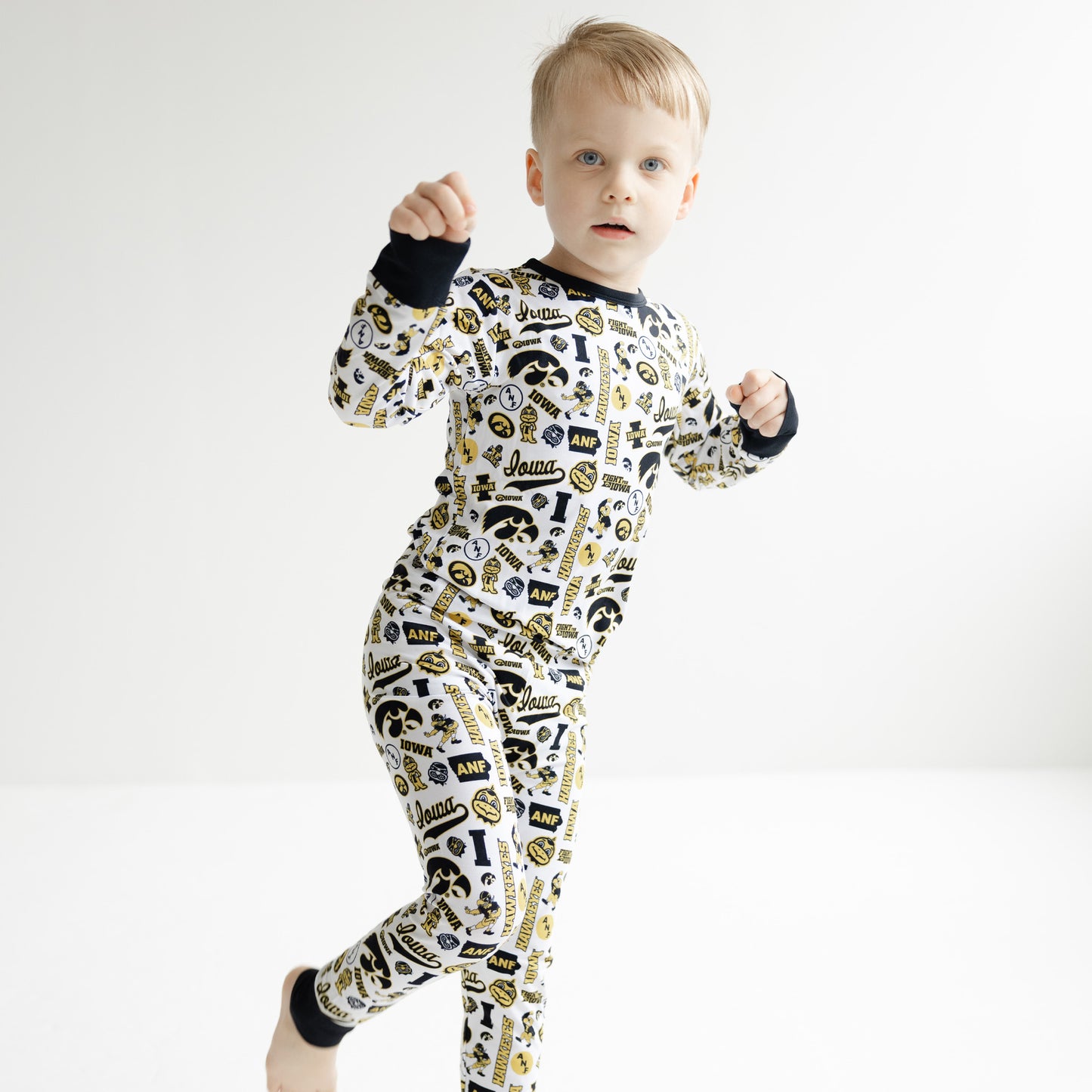 Soft bamboo Iowa Hawkeyes two-piece pajamas for bedtime and game day lounging