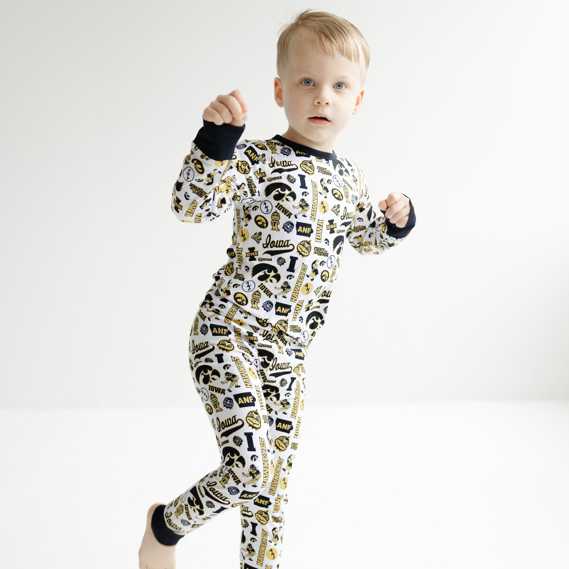 Soft bamboo Iowa Hawkeyes two-piece pajamas for bedtime and game day lounging