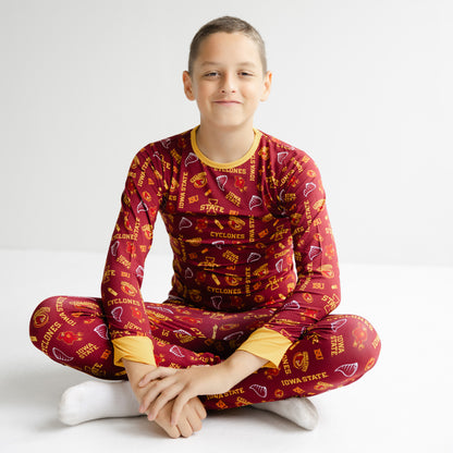 Iowa State Cyclones kids two-piece pajama set made from soft bamboo fabric