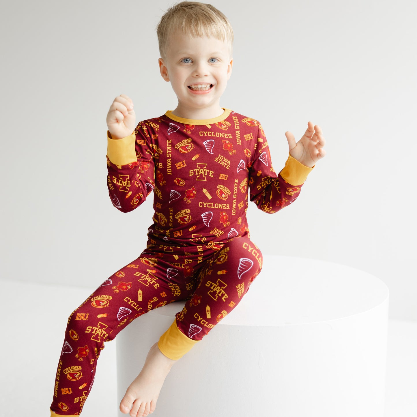 Iowa State Cyclones kids bamboo two-piece pajama set with officially licensed team print