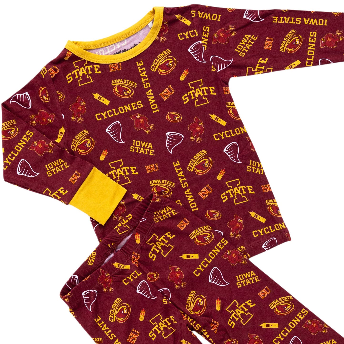 Iowa State Cyclones toddler bamboo pajamas with long sleeve top and matching pants