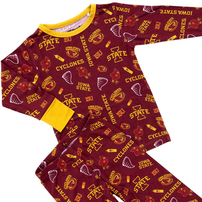 Iowa State Cyclones toddler bamboo pajamas with long sleeve top and matching pants