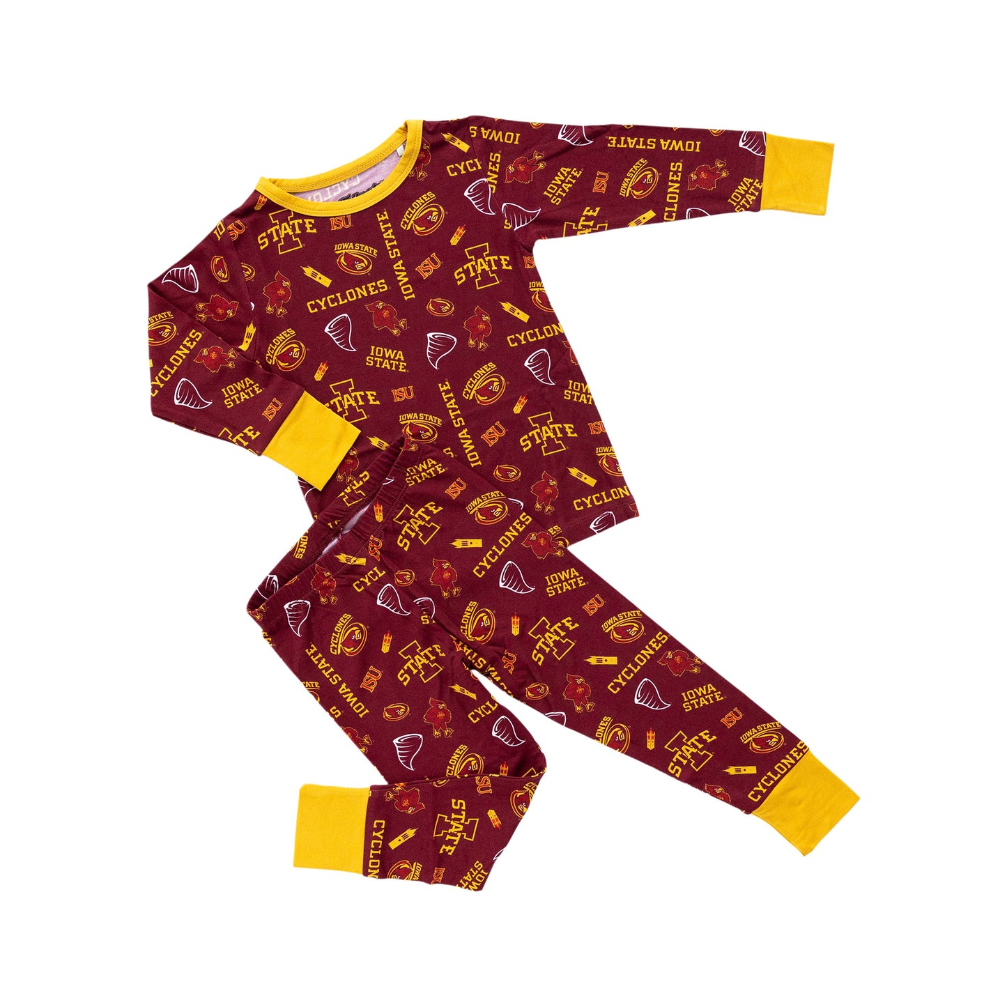 Officially licensed Iowa State Cyclones two-piece pajamas for toddlers and kids