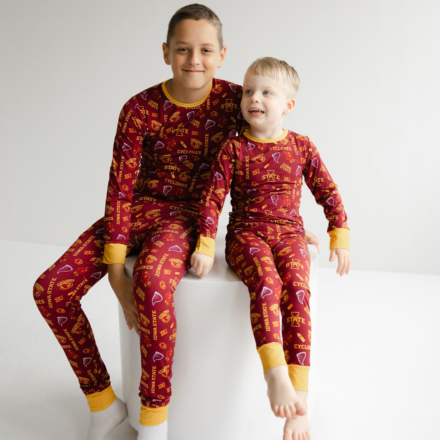 Iowa State Cyclones bamboo pajama set featuring cardinal and gold team branding