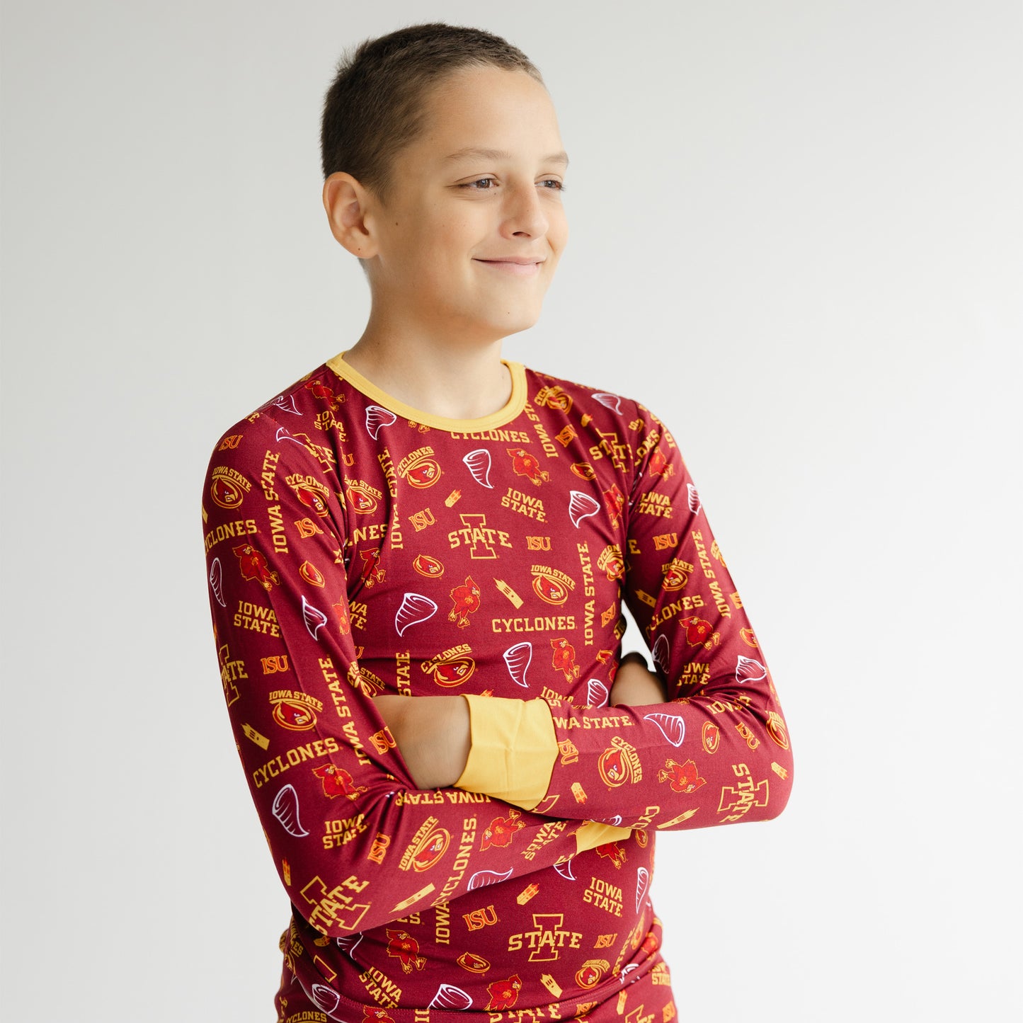Officially licensed Iowa State Cyclones kids sleepwear with all-over Cyclones branding