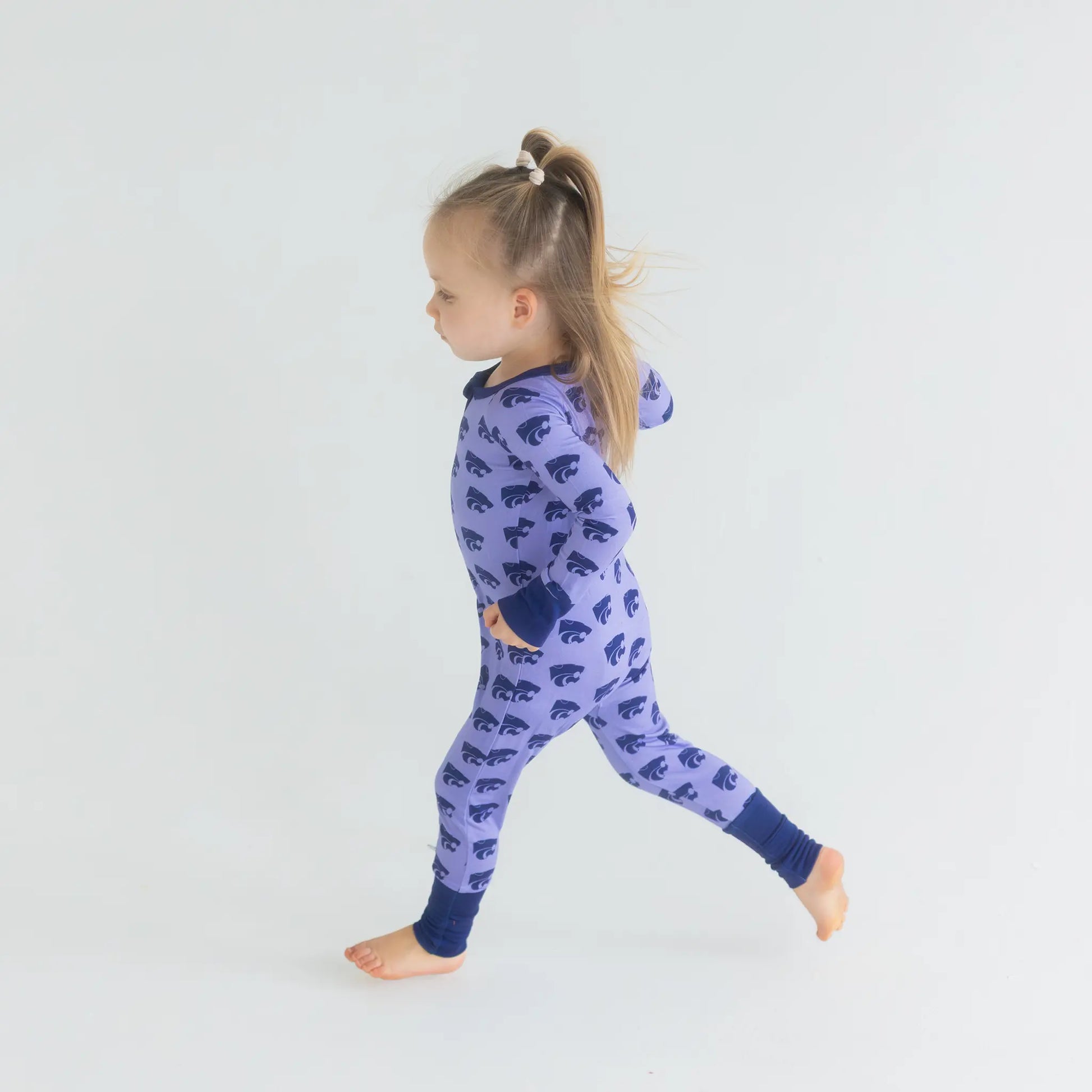 Kansas State Wildcats bamboo One-Piece for babies featuring logos with double zipper design.