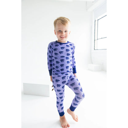 Kansas State Wildcats Youth and toddler bamboo Pajama Set with purple team graphics perfect for sleep or game day.