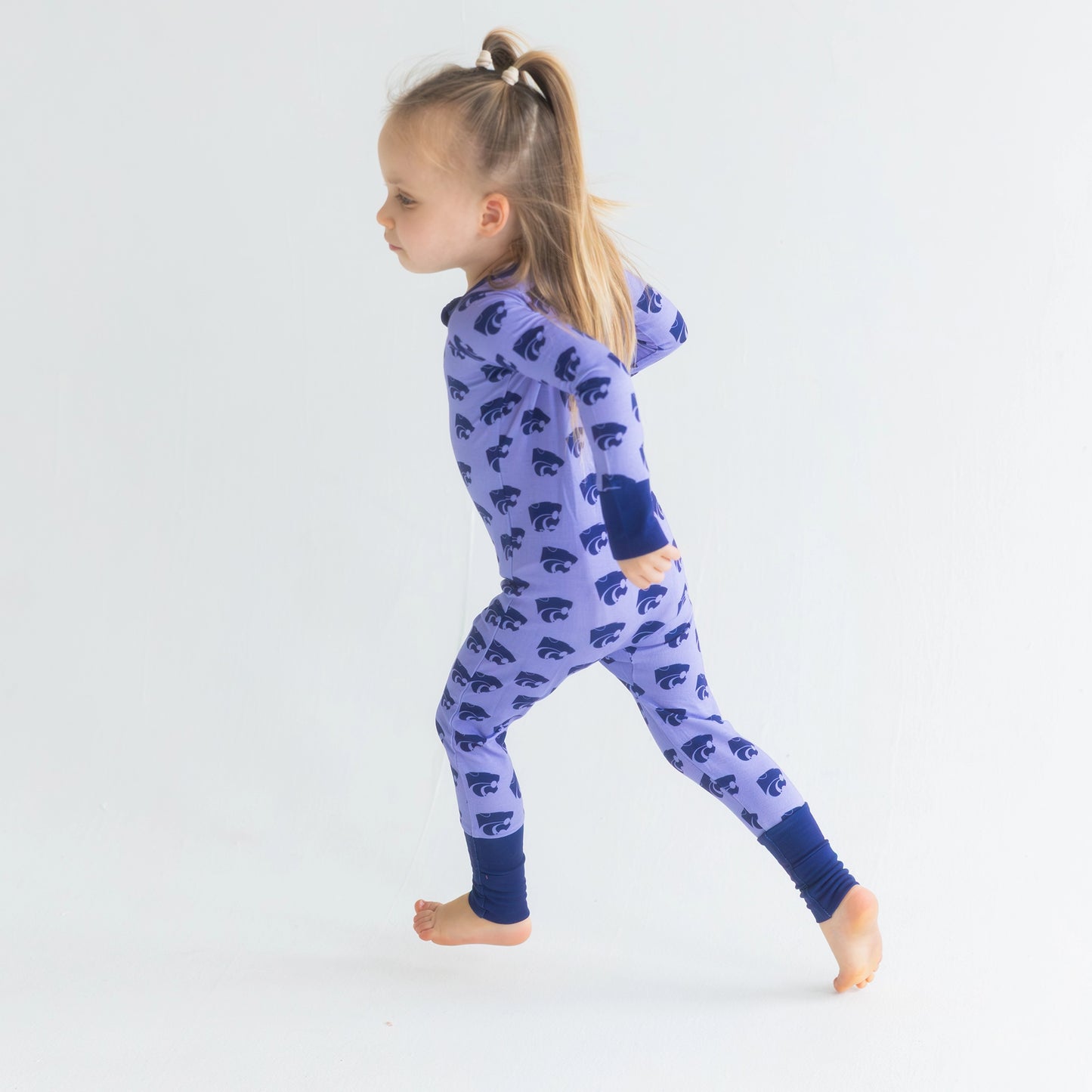 Kansas State Wildcats Double Zipper Baby Sleeper with all over PowerCat print.
