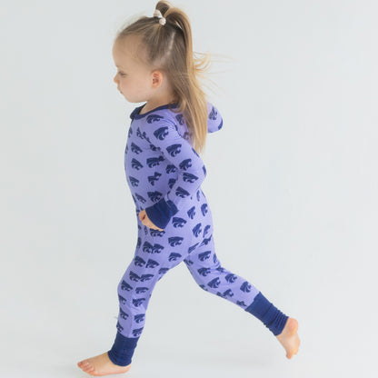 Kansas State Wildcats bamboo zippy pajamas for babies with purple and white team branding