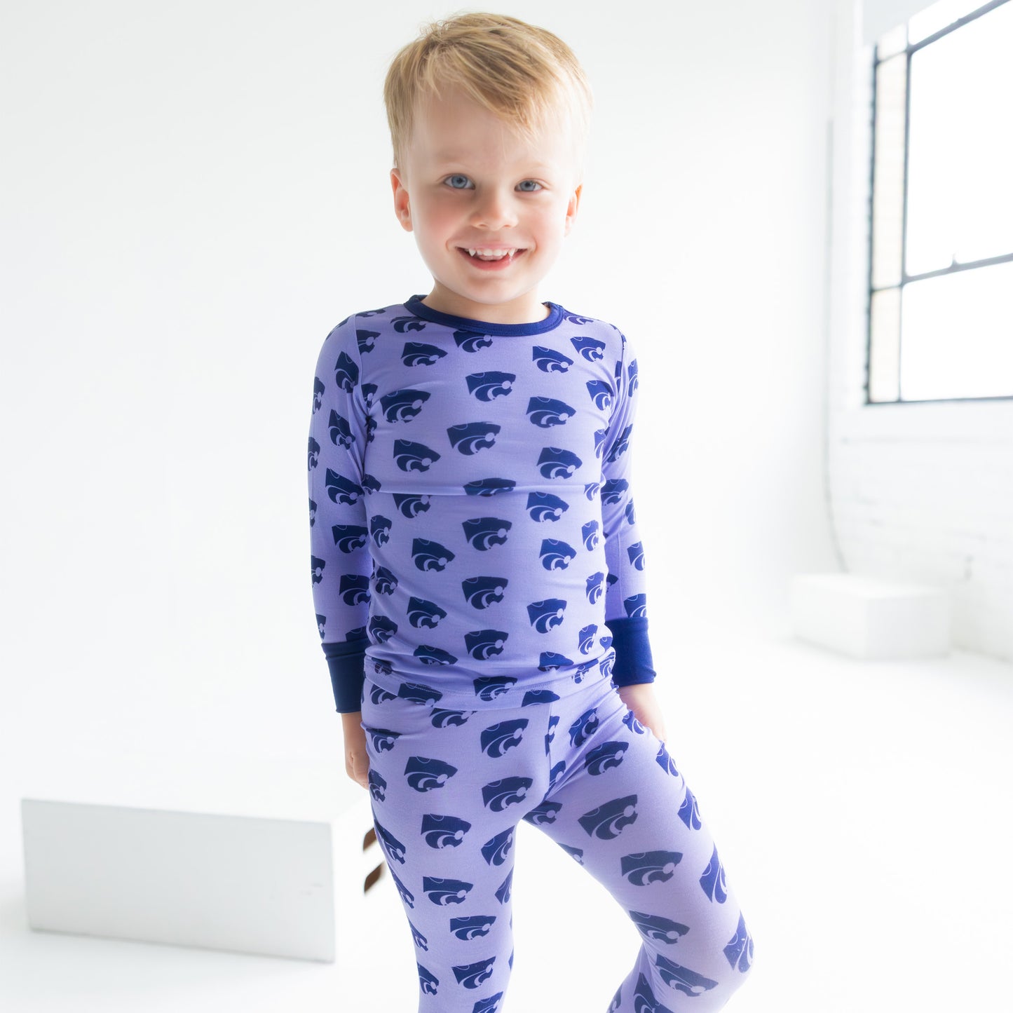 Officially licensed Kansas State Wildcats kids sleepwear with all-over Wildcats branding