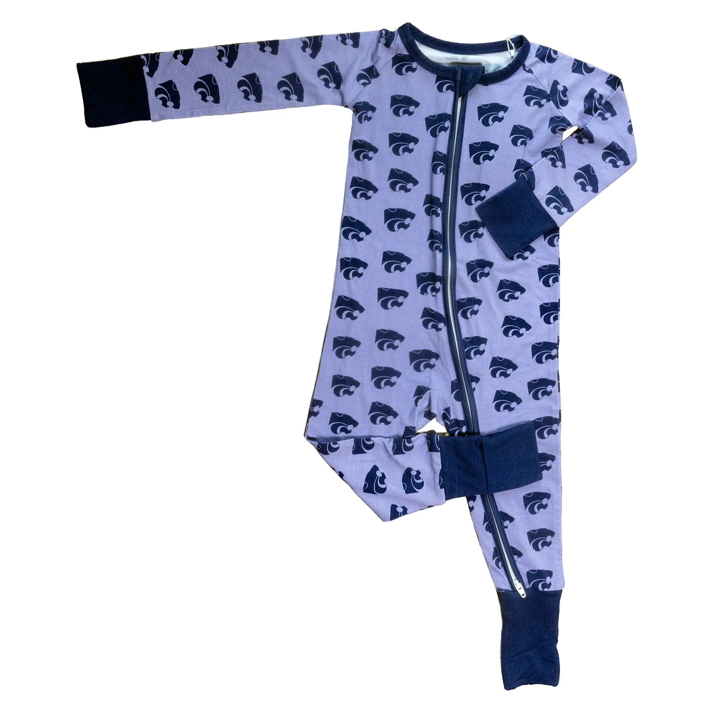 Kansas State Wildcats Zippy One-Piece made from soft bamboo fabric and lavender team color.