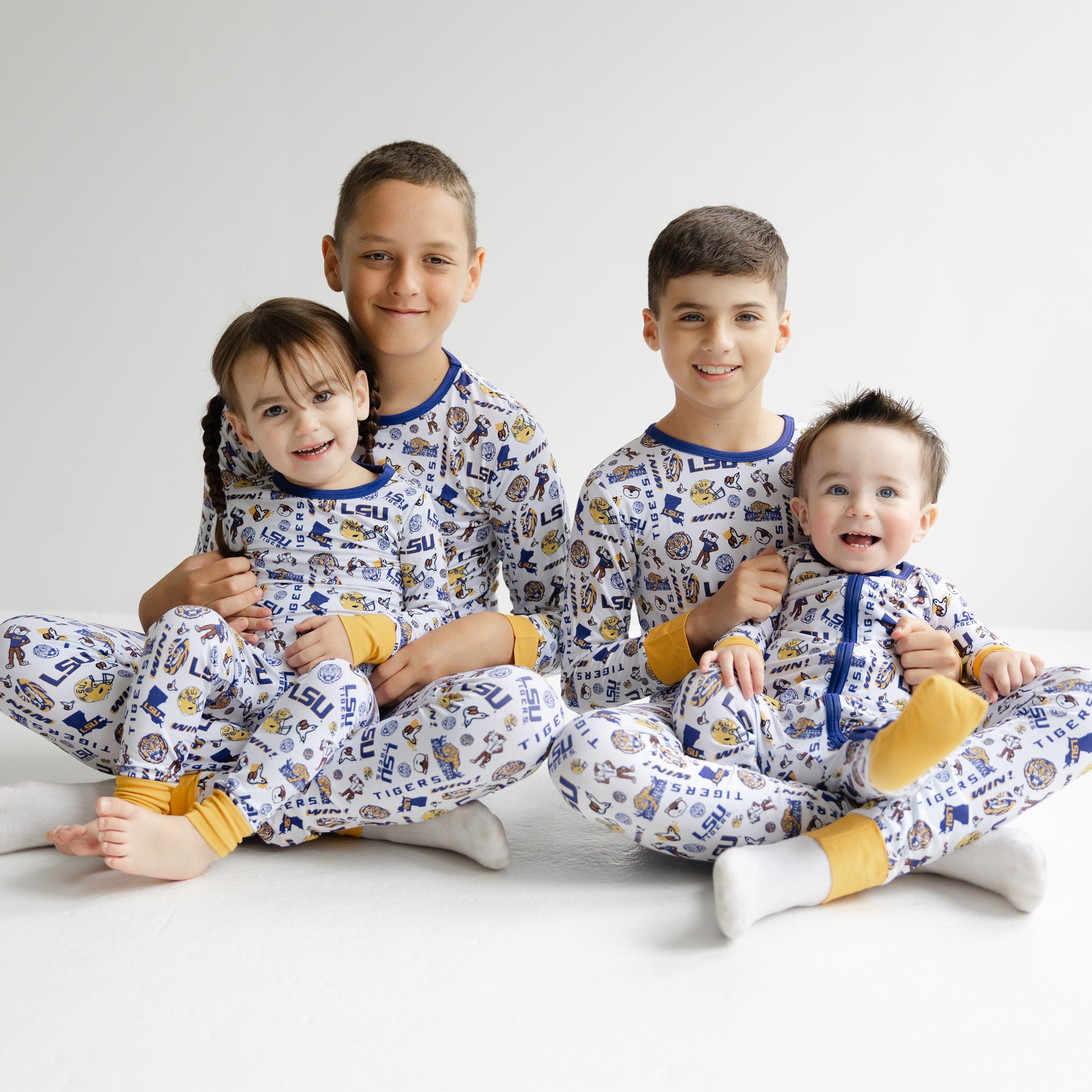 LSU Tigers children’s two piece pajama set with multi logo print